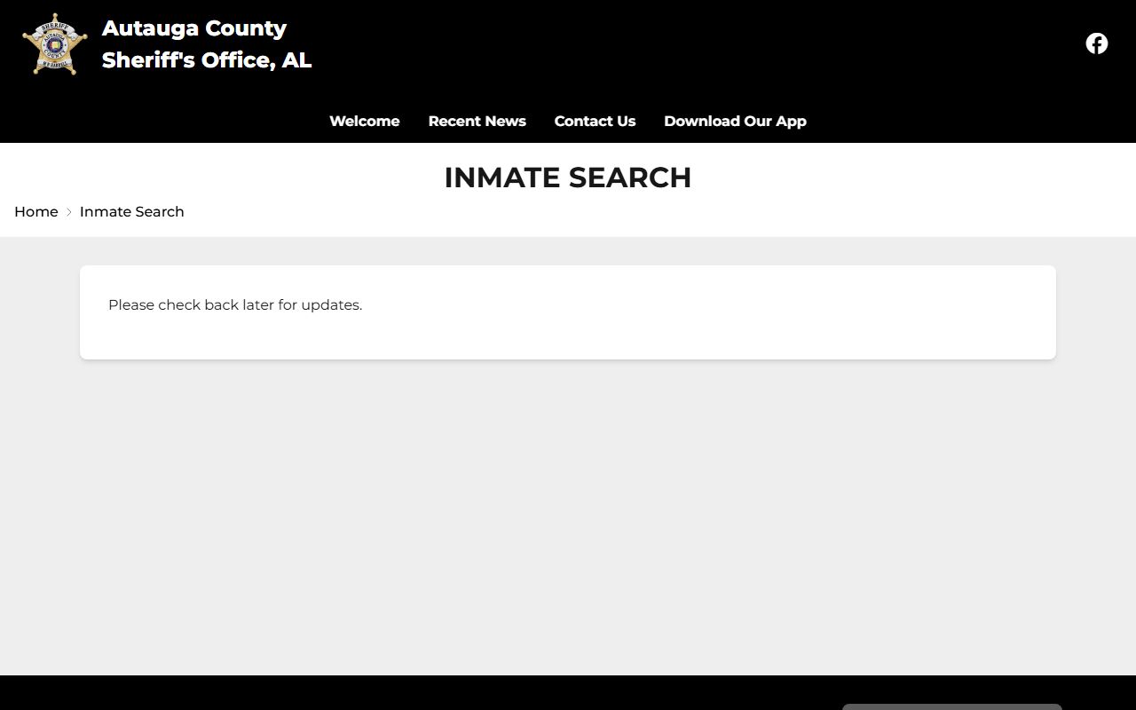Autauga County inmate search feature route for jail roster lookup